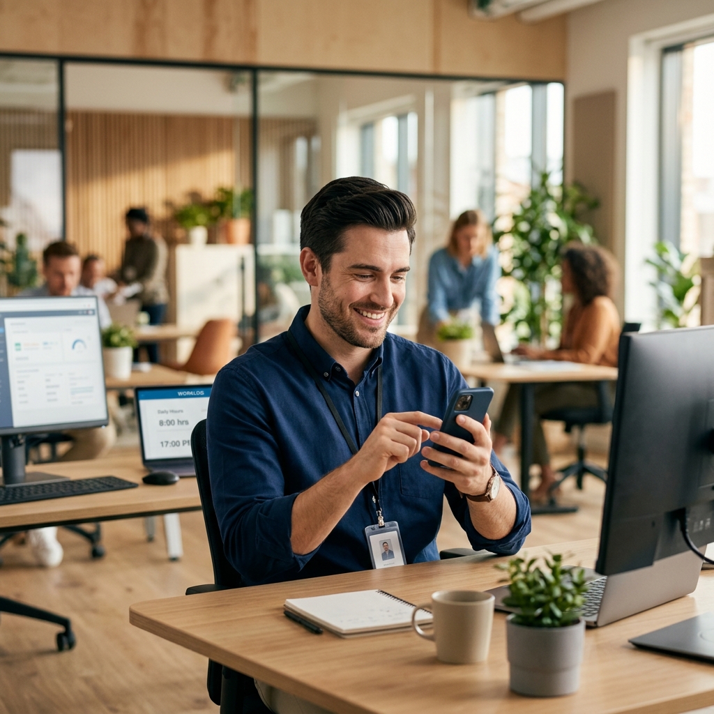 Trabajador responsable fichando
